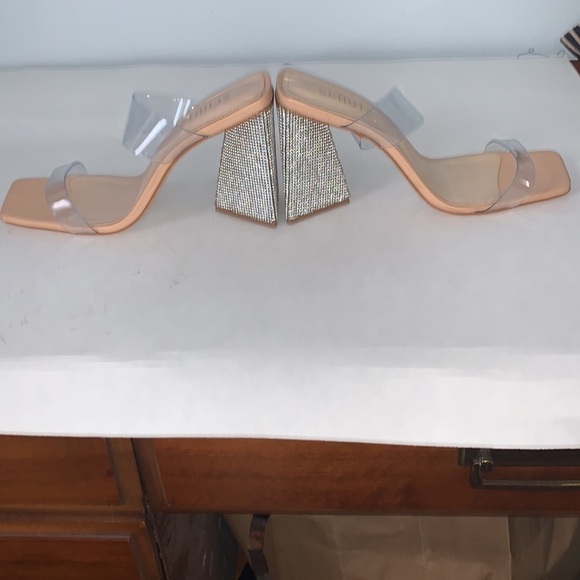 Schutz Ariellen Vinyl Crystal Block-Heel Sandal New - Picture 7 of 8